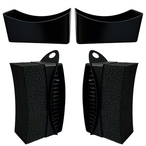 2 Pack Tire Shine Applicator Pads, Reusable Tire Dressing Applicator Sponge, Curved Tire Gel Applicator Forms with Lid, Black Tire Applicator Pads for Car Cleaning Detailing