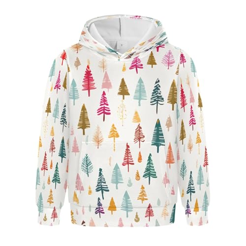 Kids Hoodies Sweaters Christmas Xmas Trees Hooded Sweatshirts with Big Pockets for Boys Girls B0400291