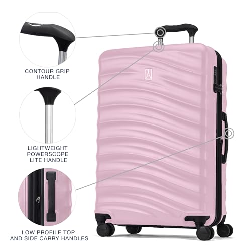 Image of Travelpro Maxlite Air V2 Hardside Expandable Checked Luggage, 8 Spinner Wheels, Lightweight Hard Shell Suitcase, TSA lock, Pink, Checked Medium 25-Inch