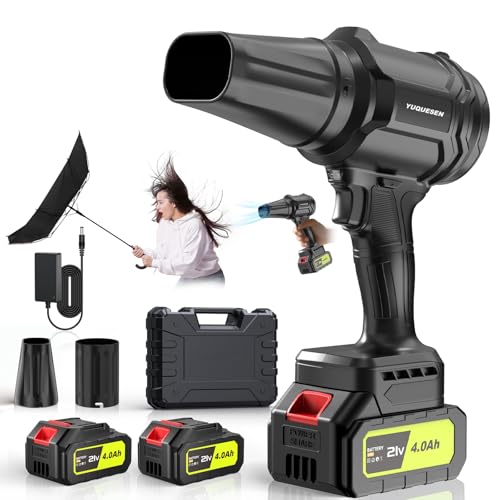 Cordless Leaf Blower, 600000RPM Handheld Leaf Blower with 2 X 4.0Ah Batteries & Charger, Lightweight Leaf Blowers for Patio Cleaning, Lawn Care, Leaves, Dust