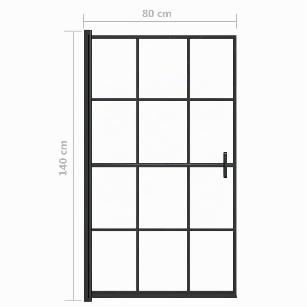 vidaXL Mampara de ducha ESG negro 80x140 cm