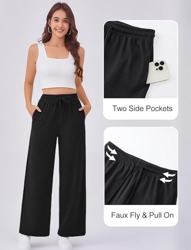 Arolina Womens Wide Leg Pants Elastic Waist Trousers Casual Palazzo Pants with Pockets3