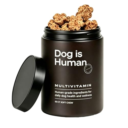 Dog Is Human Multivitamin Supports Hip & Joint Mobility with Folic Acid Salmon Oil Chondroitin & Essential Vitamins Supports Skin & Coat Health Digestive Balance & Immune Support 60 Chews (1Pc)