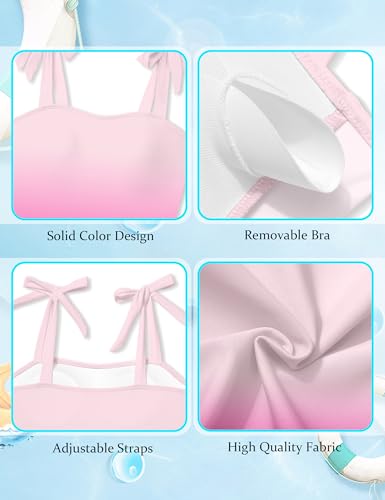 Image of Girls Swimsuit One Piece Casual Color-Block Adjustable Straps Girls Bathing Suit Swimwear 9-16T