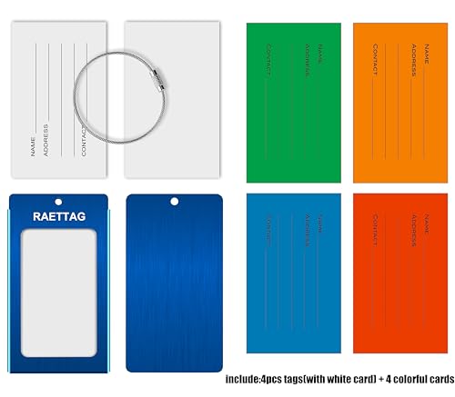 Image of Luggage Tags Metal Suitcase Tags Travel Bag ID Identifier Luggage Tag (Blue 4-Pack)