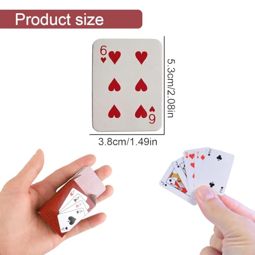 SGERUFZ 2 Decks Mini Spielkarten, Miniatur Pokerkarten für Kinder & Erwachsene, Kleine Spielkarten Mini Kartenspiel, Puppenhaus Möbel Zubehör – Bild 4