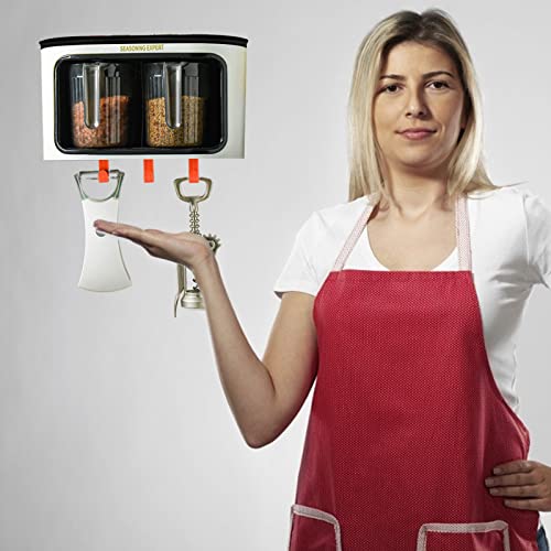 Recipientes para tempero de grelhas 2/3 - Organizador de pote de especiarias reutilizável de parede,