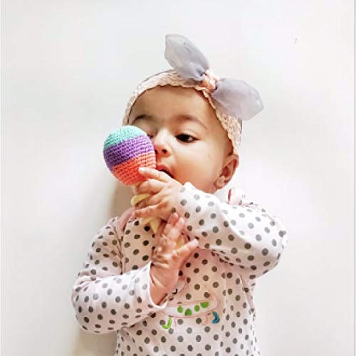 Shumee Wooden Crochet Shaker Rattle & Teething Toy for Infants, Babies (6 Months+) - Organic, Natural, Grasping, Clutching Montessori Shake Toy - Polished with Beeswax (Pastel Colors) - Thumbnail 3