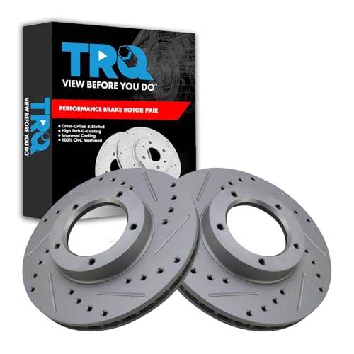 TRQ Front Performance Brake Rotors Set Premium G-Coated Compatible with 1984-1995 Toyota Pickup