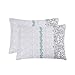 Wake In Cloud - Pack of 2 Pillow Cases, Reversible with Gray Grey Teal Turquoise, Soft Microfiber Pillowcases (Standard Size, 20x26 Inches)