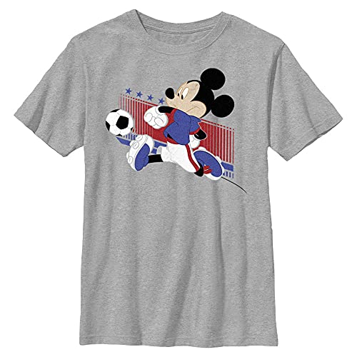 T-shirt Disney garçon USA gris chiné XS au style crew neck confortable