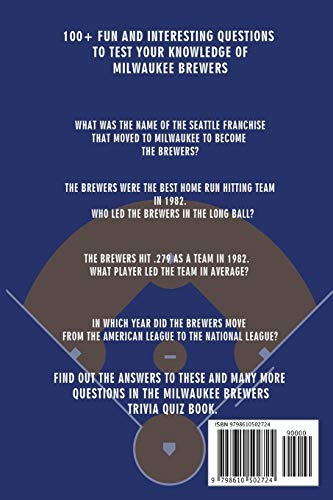 Independently Published 9798610502724 Milwaukee Brewers Trivia Quiz Book: The One thumb #1