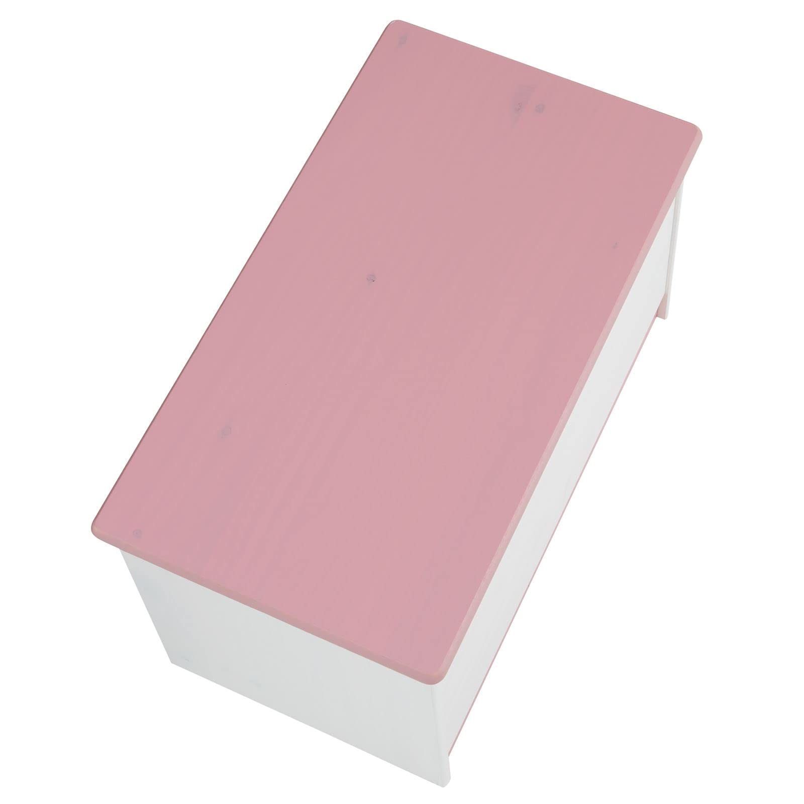 IDIMEX Coffre à Jouets Hannah Coffre de Rangement Malle rectangulaire avec abattant, en pin Massif lasuré Blanc Rose
