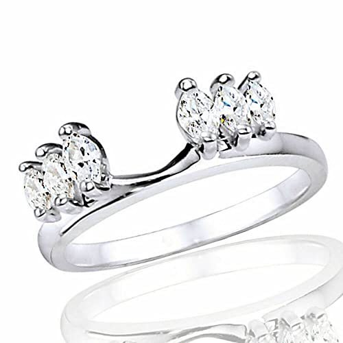 Marquise Cut White Diamond 14K White Gold Finish 925 Sterling Silver Diamond Engagement Wedding Ring Wrap Enhancer for Women3