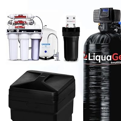 LiquaGen Whole House Water Filter Bundle – Digital Water Softener with Sediment Pre-Filter + 100 GPD Under-Sink RO System with pH Booster (Oil Rubbed Bronze Faucet, 48,000 Grains)