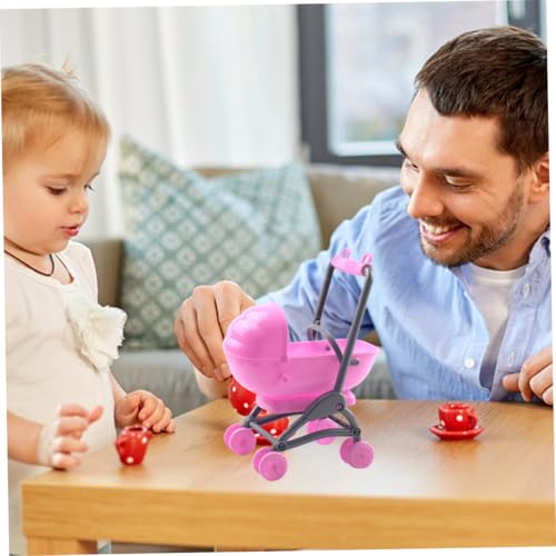 LRXIYODE 2 Stück Teiliges Puppenwagen Realistischer Kinderwagen für Jährige Mädchen Fördert Eltern Interaktion und Motorische Fähigkeiten für Rollenspiele Aus Hochwertigem Rosa – Bild 5