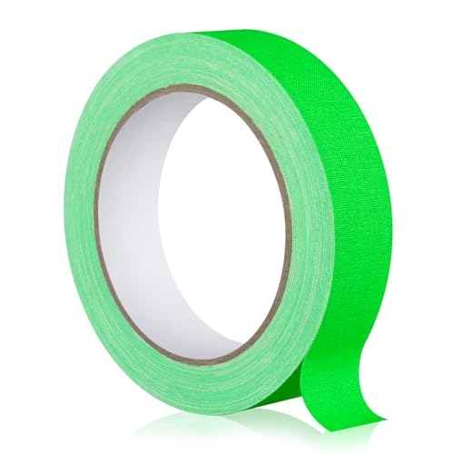 Image of GEYYANG Spike Tape, 1 inch x 20 Yards Green Fluorescent Gaffers Tape, Black Light UV Reactive, Multipurpose Fluorescent for Stage Marking, Party and Art Crafts