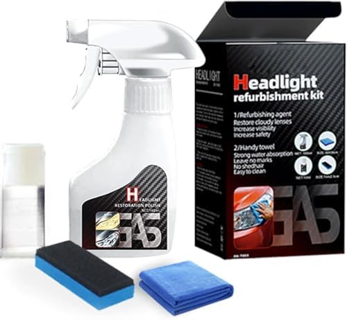 Headlight Restoration Spray, Ceramic Headlight Restoration Kit, Cleaner Restores Clear Car Plastic and Protects, Headlight Restore and Protect for Cars, Trucks, SUVs, Motorcycles (1 Set)