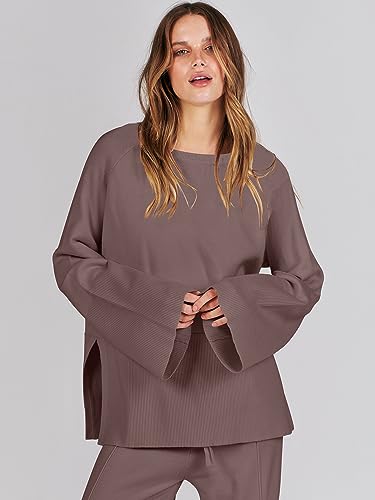 ANRABESS Womens 2 Piece Outfits Oversized Knit Sweater Set Wide Leg Pant Cozy Lounge Matching Pajama Sets 2025 Trendy Clothes3