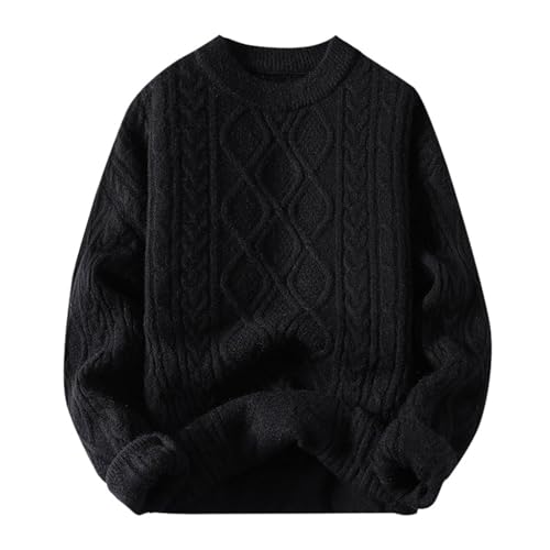 Men Dress Sweater Solid Vintage Pullover Sweater Unisex Woven Crewneck Knitted Tops Men Dress Sweater