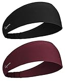 Sport Stirnband Damen Haarband Herren -Unisex Sportstirnbänder Schweißband Kopf Headband für Yoga Joggen Laufen Wandern Fahrrad（Burgund）