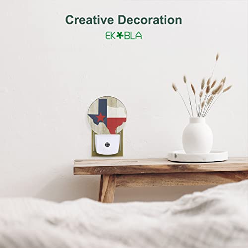Image of EKOBLA Texas Flag Night Light, Texas State Rustic Night Lights Plug Into Wall with Dusk to Dawn Sensor, 0.5W