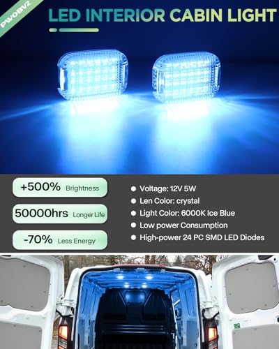 Luces LED interiores azul para Ford Transit 2015-2024, set 2 piezas miniatura 2