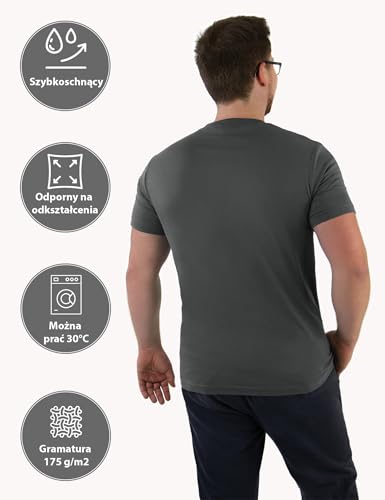ALPIDEX T-shirt Koszulki Męskie Zestaw Set 5 Sztuk Dekolt V 100% Bawełna Jednokolorowe Krótki Rękaw S M L XL XXL 3XL 4XL 5XL, Rozmiar:L, Kolor:Storm