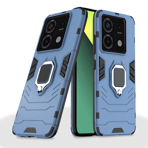 Image of Pikkme Redmi Note 13 Pro 5G Back Cover | D5 Tough Armor Bumper | 360 Protection Case | Ring Holder Stand Case for Redmi Note 13 Pro 5G (Blue)