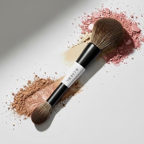 Lamora Powder + Bronzer Dual-Ended Makeup Brush - Fluffy Full Face Duo Makeup Brush for Setting Pressed, Baked, or Loose Powder Bronzer Highlighter Blush - Vegan, Cruelty-Free & Synthetic Bristles - Image 4
