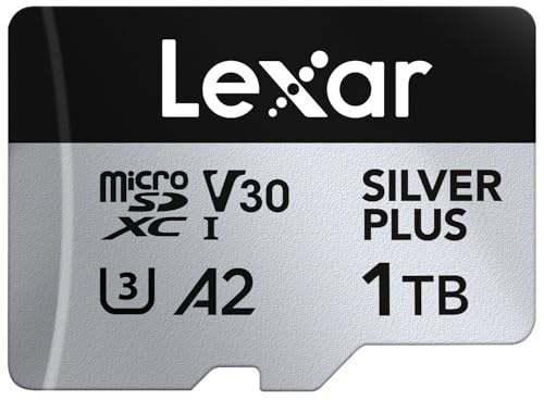 Lexar 1T Professional Silver Plus Micro SD�J�[�h UHS-I C10 U3 V30 �t��HD & 4K �ő�205/150MB/s microSDXC�������[�J�[�h �r�f�I�O���t�@�[/�Q�[�}�[���� (LMSSIPL