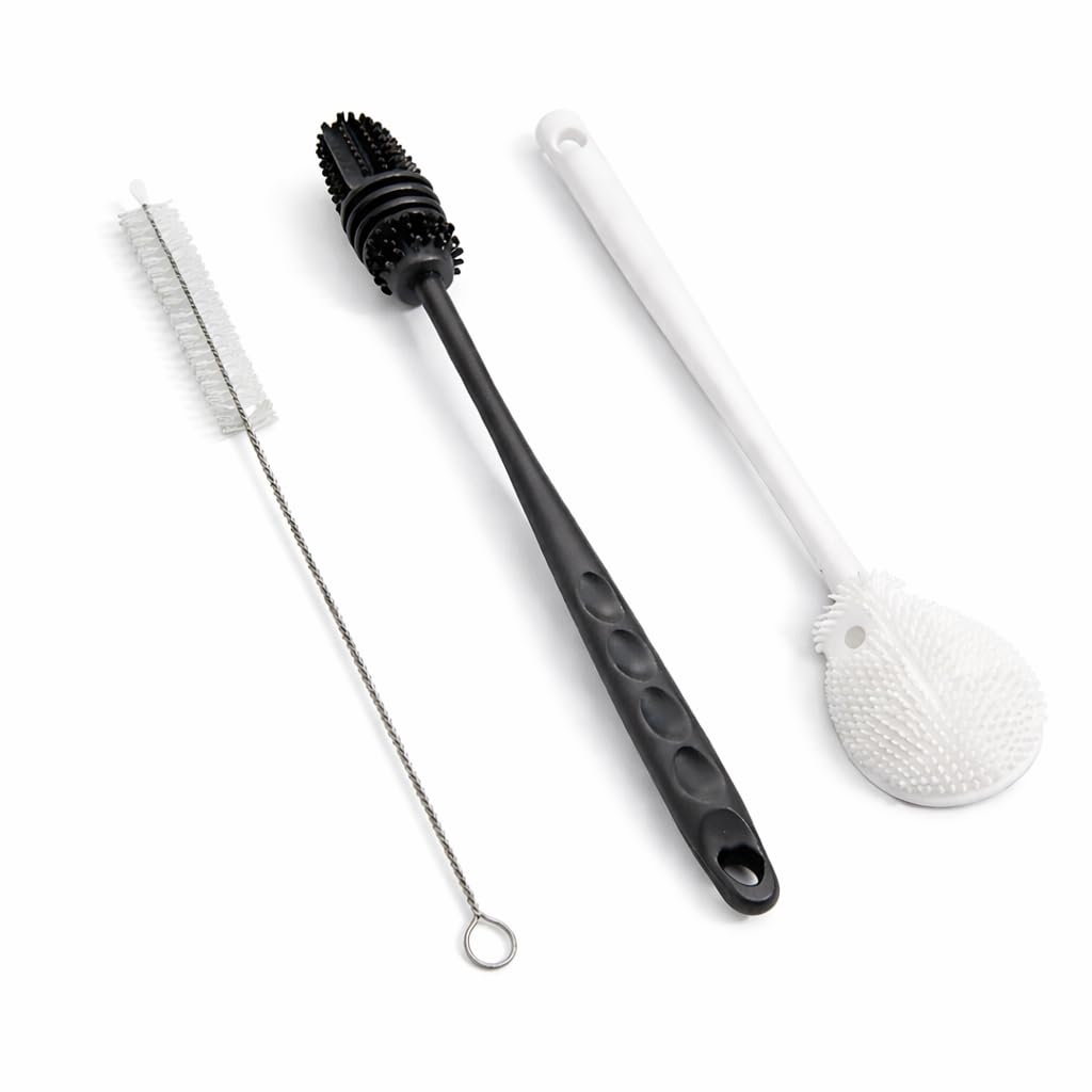 Bottle Cleaning Brush Silicone Long Handle for Baby Bottle, Water Bottle, Containers, Vase and Glass, Bottle Cleaner for Home and Kitchen Accessories Item Products Pack 2 (Multicolour)-image-40