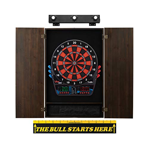 Viper Orion Electronic Dartboard, Metropolitan Espresso Cabinet, Throw Line Marker & Shadow Buster Dartboard Light Bundle