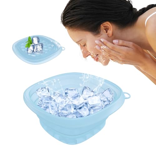 Cuenco de hielo para cara, lavabo facial de silicona | Lavabo plegable para apretar la piel para viajes, hotel, baño, hogar, interior, exterior, viajes, vacaciones