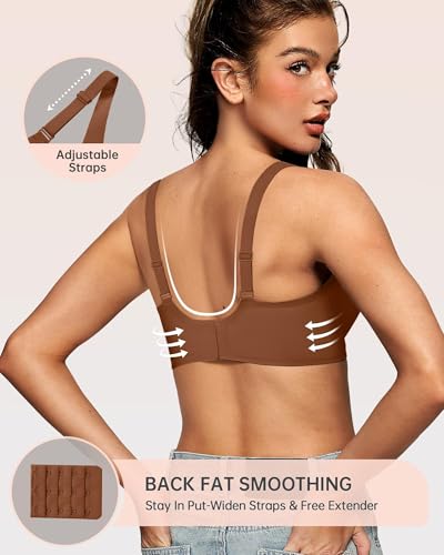 Image of OEAK Womens Deep V Bras Wireless Comfortable Bra Supportive No Underwire Bras Tshirt Push Up Bralettes Plunge Seamless Bra