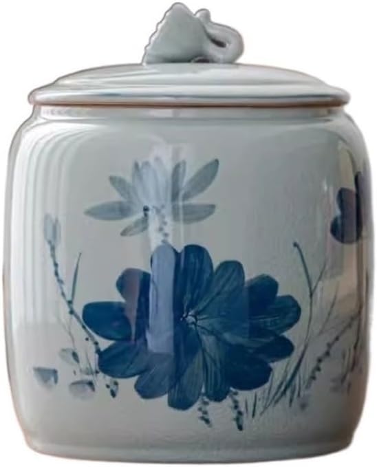 Tea Container Crackle Pattern Ceramic Tea Storage Jar Hand Painted Sealed Large Warehouse