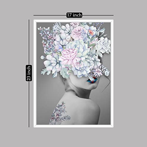 Image of PAINTINGMANTRA Multi, Black & White Floral Theme Canvas Painting with Wooden Frame (Size - 23 x 17 Inch each, Color - Black & White)