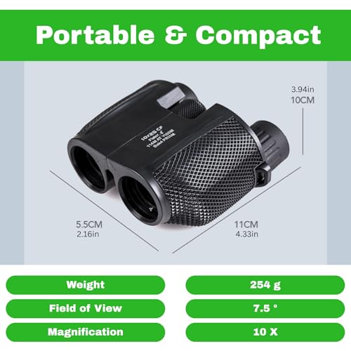 Binoculares compactos 10x25 para adultos, baja luz miniatura 6