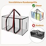 Dntorx 4 Stück 105L Große Aufbewahrungstasche mit Deckel, Faltbare Transparente Umzugskartons Groß mit Reißverschluss Griffe Weihnachtslager für Weihnachtsbaum Tasche Umzug Bettwäsche Aufbewahrung