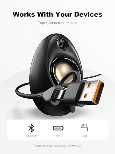 Image of Bluedee Computer Speakers for Desktop PC, 20W Peak Power Bluetooth 5.4 USB /USB-C Powered PC Speakers with 8 RGB Effects, Plug & Play Clear Stereo Sound with Enhanced Bass for Desktop, Laptop