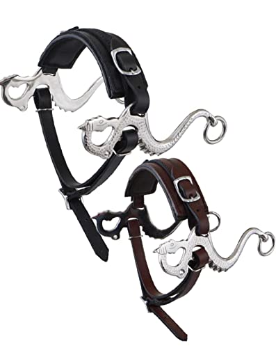 Lift Sports Black/Brown Dragon Style Hackamore Bitless Horse Bit English Western Adjustable Original Leather Bridle Equestrian Tack (Black)