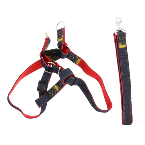 healvian ペット用調節可能ハーネスベスト 耐久リード 小型犬用軽量胸背帯 便利な肩と腹ストラップ装着簡単 おしゃれな犬用牽引ロープ外出