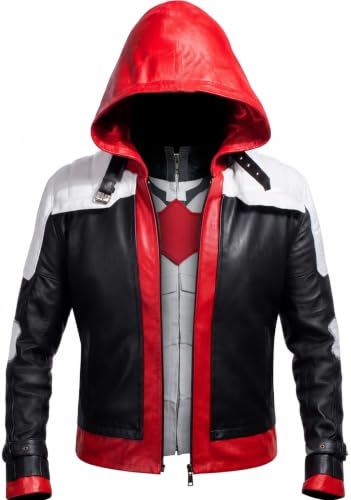 Image of Men's White Faux Leather Motorcycle Vest with Red Emblem - Only Vest