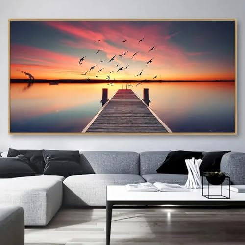 Affiche sur toile paysage couché de soleil 50x100cm pour salon moderne