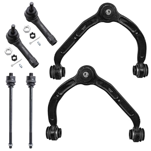 Image of Detroit Axle - 6pc RWD Front Control Arms Kit for 1999-2000 | Chevrolet Silverado 2500 GMC Sierra 2500, Upper Control Arm w /Ball Joints, Inner Outer Tie Rods Replacement