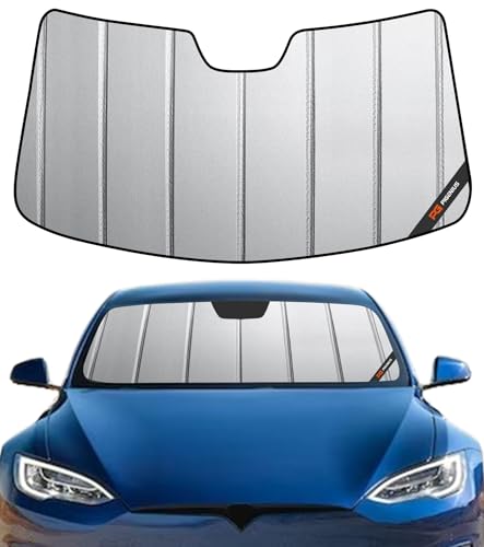 Pigenius Windshield Sun Shade for Tesla Model S 2012-2026, Custom Front Window Sunshade - Safeguard