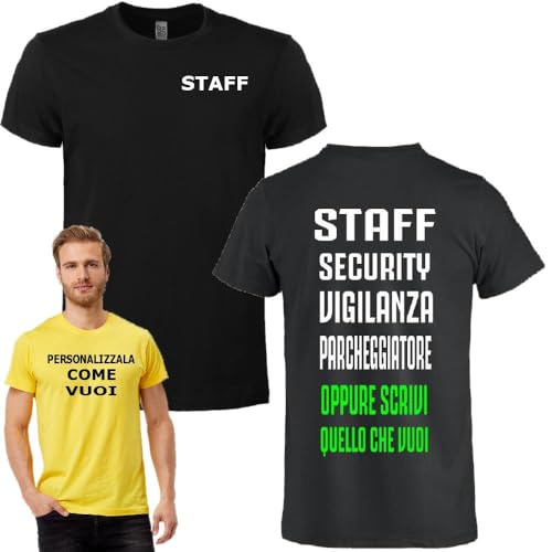 PELUSCIAMO T-Shirt Staff Manica Corta Maglietta Manica Corta Adulto Unisex Personalizzabile Sicurezza Manutenzione PS 33741-001