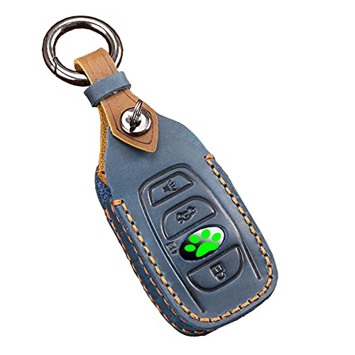 Ontto For Subaru Key Fob Cover? Leather Key Case? Full Protection For Subaru Impreza Forester Legacy Ascent Outback Cvt Remote ?Stylish Key Holder,Solid Key Shell Blue #TOP23