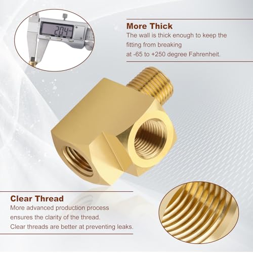 Image of 5pcs 1 /8 inch NPT Female Pipe to 1 /8 inch NPT Male Pipe to 1 /8 inch NPT Female Metals Brass Barstock Street Tee Pipe Hose Fitting