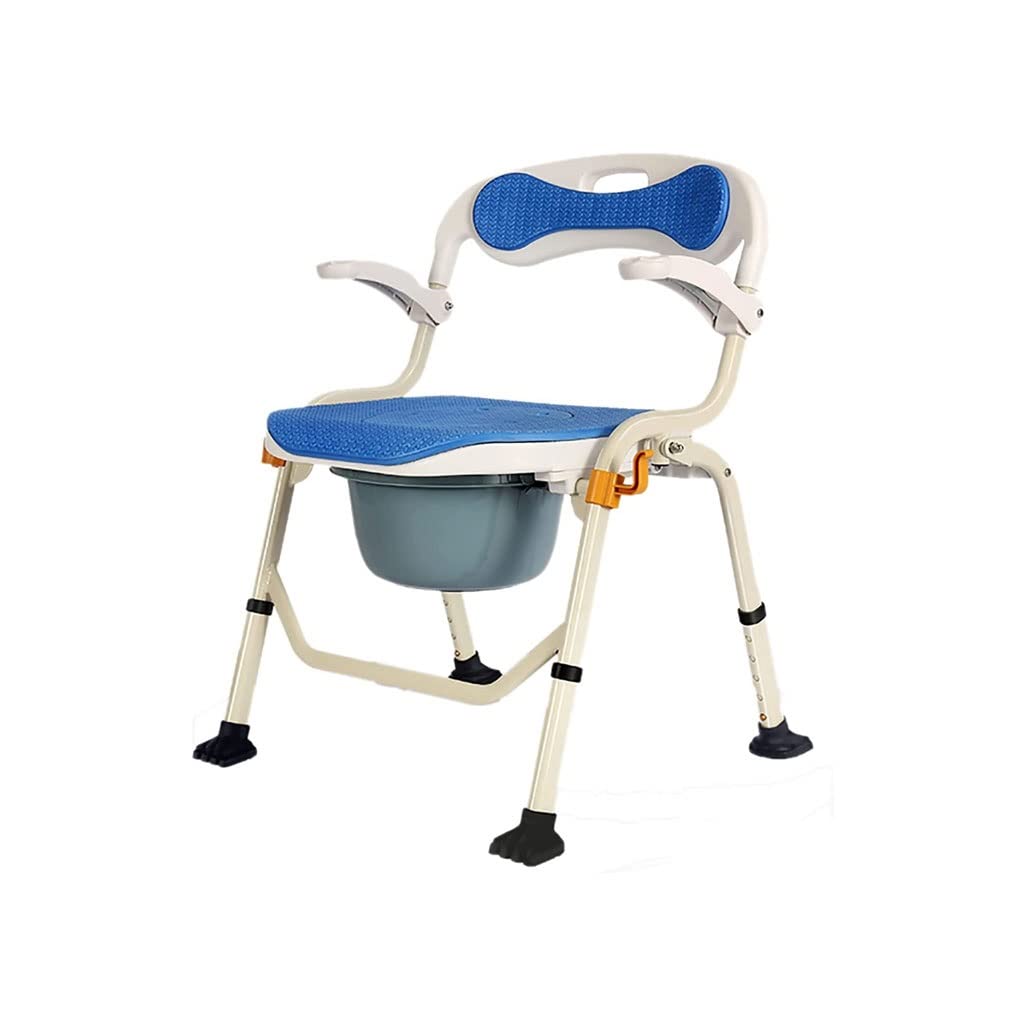 Gthtuhfd B Foldable Commode Chair - Edside Toilet And Shower Chair With Ucket, Armrest, Height Adjustable, Lightweight Aluminum Alloy Frame